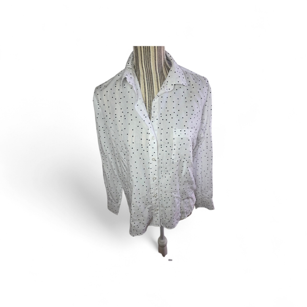 JACHS Girlfriend White Shirt with Black Dots Size XS